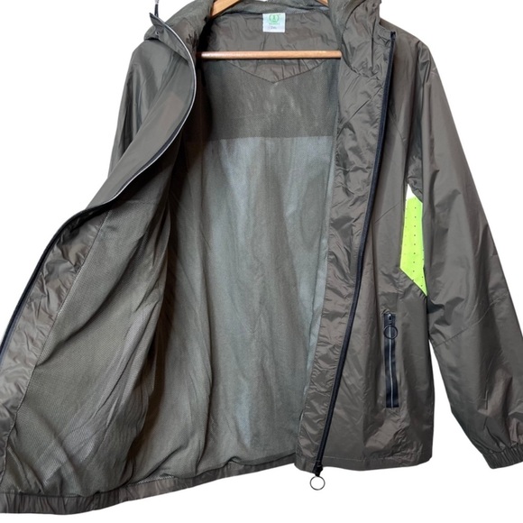Hengli Dark Green Zip Up Hooded Wind Breaker Rain Jacket Coat - Picture 7 of 16